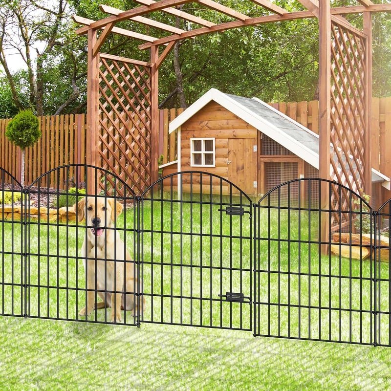 FOREHOGAR Metal Garden Fence with Gate 36in (H) x 11.7ft (L), 1 Gate+ 4 Panels Dog Fence Border Fence Animal Barrier, No Dig Garden Fencing for Yard Flower Bed Lawn Patio Outdoor, ECG3505, Black - Image 2